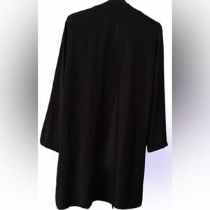 Only black chiffon long open draped  blazer light jacket Sz 38